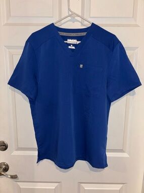 Fabletics Scrub Top Men’s M Royal Blue Performance Stretch Medical Uniform M468
